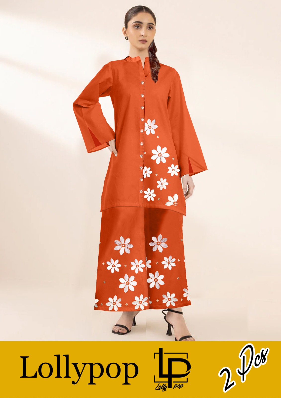 Lolipop Original 2-Piece Printed Suit – Pink Floral Kurta & Trousers - Image 3