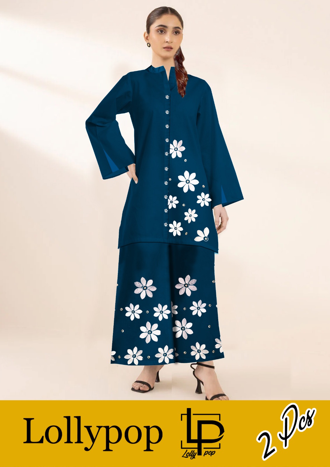 Lolipop Original 2-Piece Printed Suit – Pink Floral Kurta & Trousers - Image 4